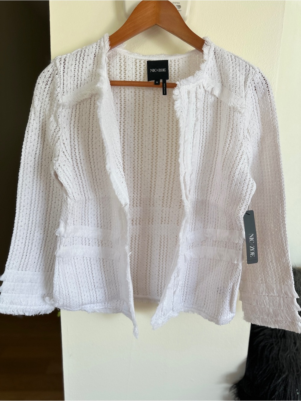 Nic+Zoe Open Knit White Cardigan medium